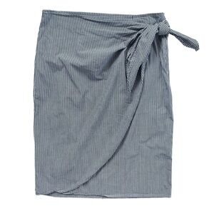 CHAPS by Ralph Lauren Womens Sz 12 White Gray Pinstripe Faux Wrap Side Tie Skirt